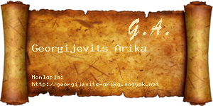 Georgijevits Arika névjegykártya